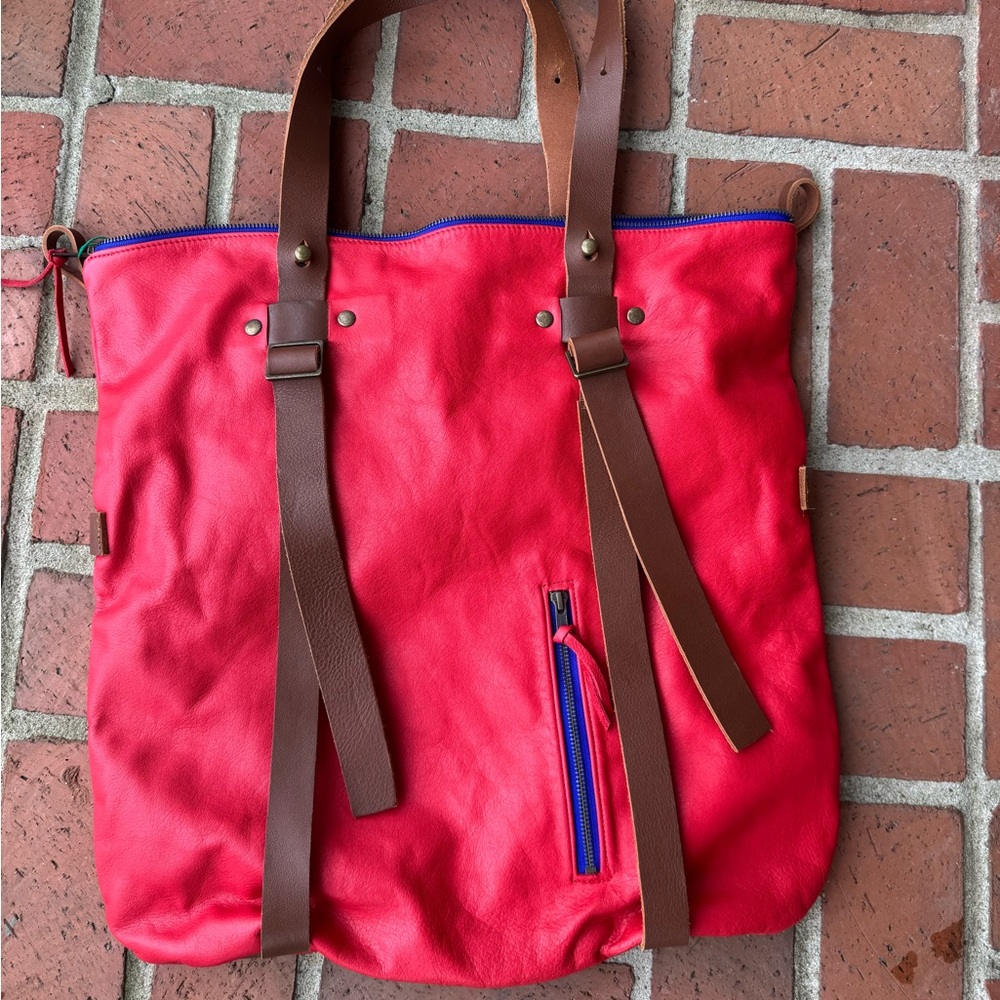Spencer Devine Red Leather Purse Bag Tote
